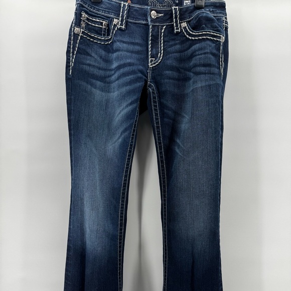 Vintage Y2K Miss Me Classic Saddle Stitch Bootcut Jeans Sz 30x34 embellished - Picture 2 of 11